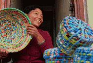 An artisan with her handmade basket